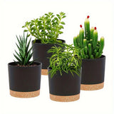 4PCS Removable Bottom Round Breathable Flower Pots Set