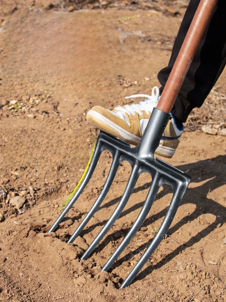Four Tooth Soil Tilling Fork Heavy Duty Garden Tool