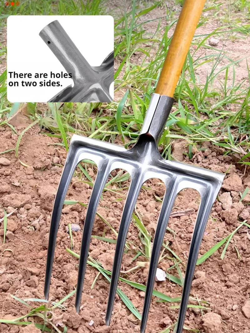 Four Tooth Manganese Steel Garden Soil Loosening Fork