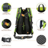 40L Water Resistant Hiking Travel Laptop Backpack