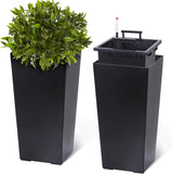 2PCS Tall Black Taper Planters Self Watering Flower Pots