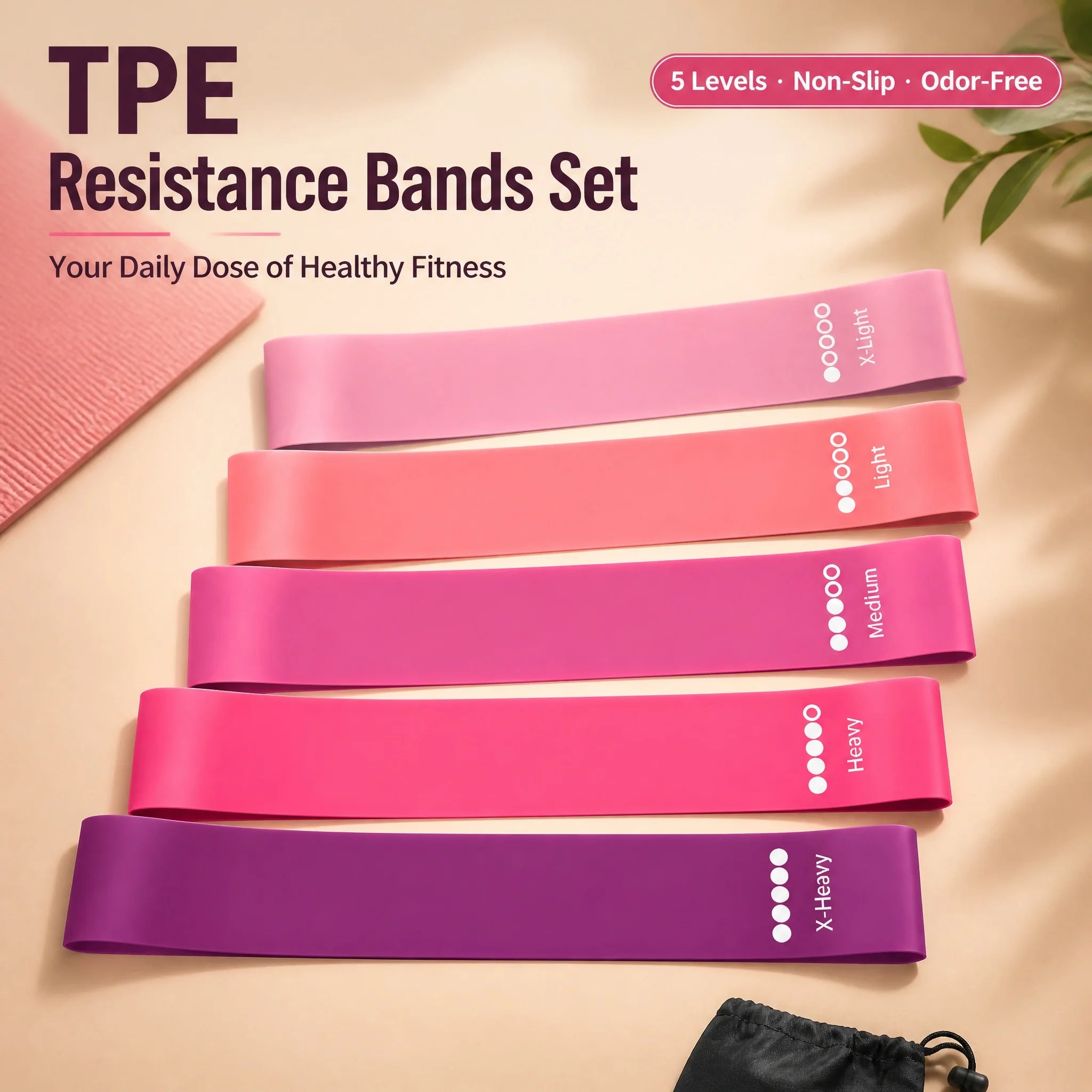 Resistance Bands Set Non-Slip Glute Workout Bands