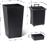 2PCS Tall Black Taper Planters Self Watering Flower Pots