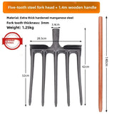 Four Tooth Soil Tilling Fork Heavy Duty Garden Tool