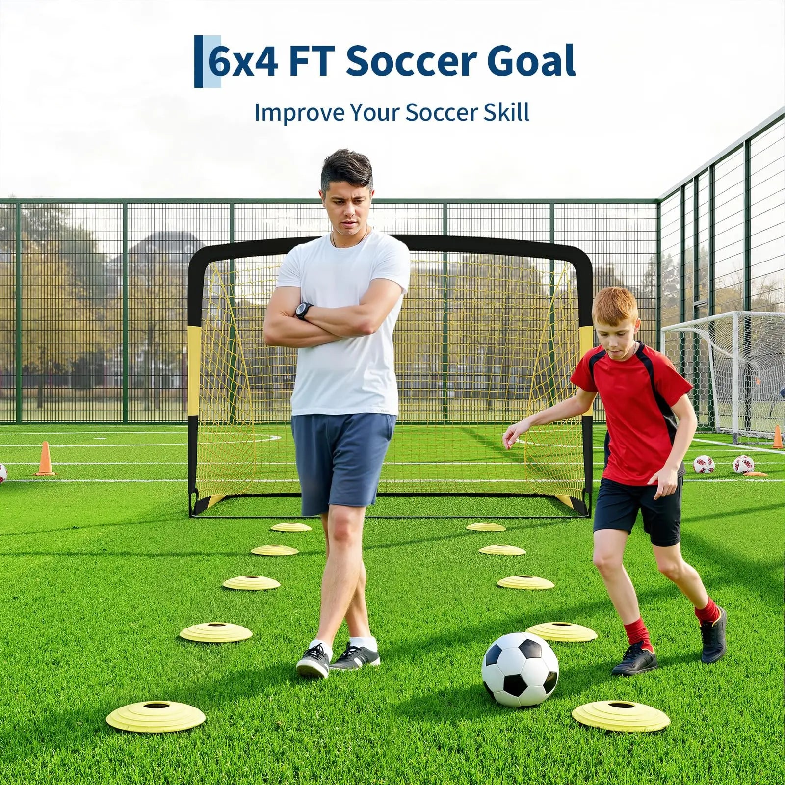 6x4FT Pop Up Soccer Goal Set Portable Training Net