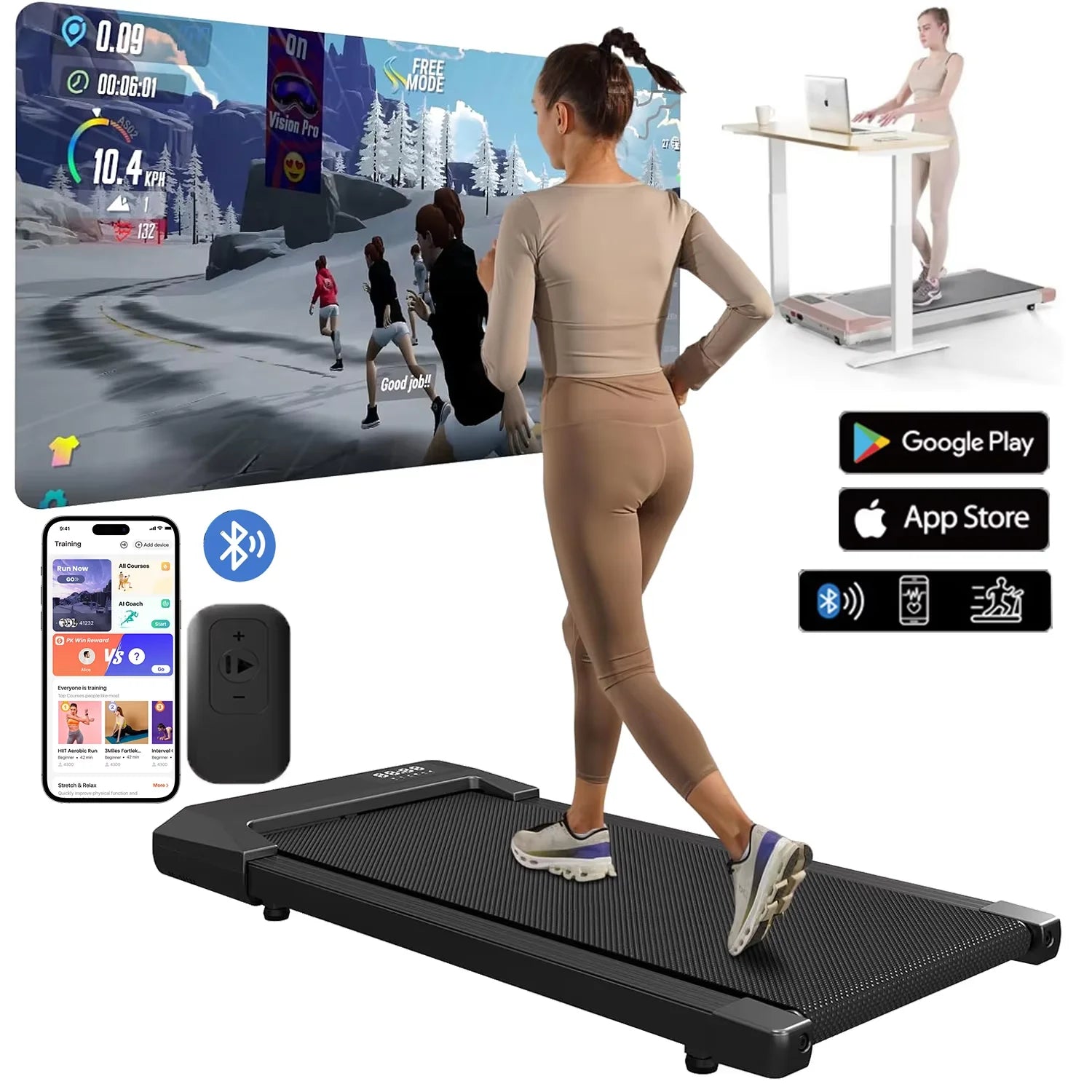 2.5HP 2-In-1 Folding Treadmill Walking Running Machine