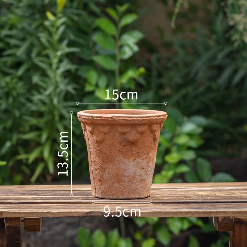 Retro Red Clay Terracotta Flower Pot Garden Planter