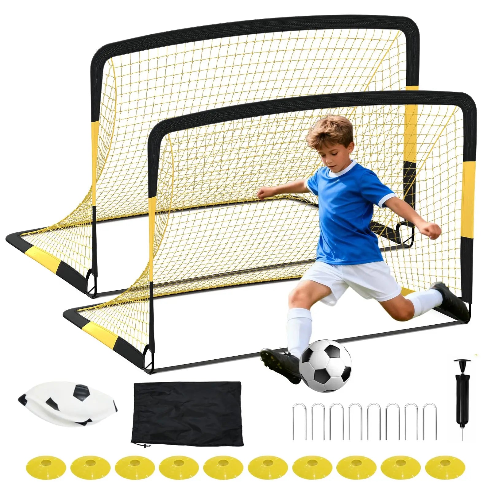 6x4FT Pop Up Soccer Goal Set Portable Training Net