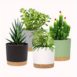 4PCS Removable Bottom Round Breathable Flower Pots Set