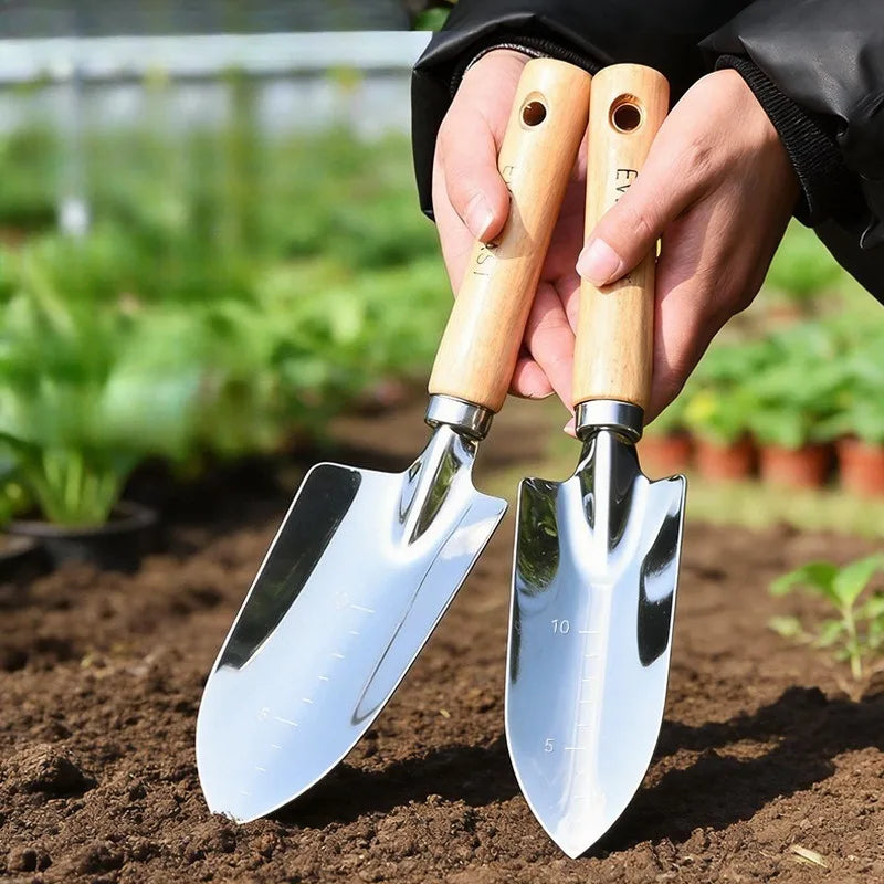 Stainless Steel Garden Tool Set Wooden Handle Trowel